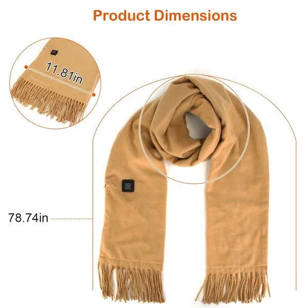 USB Electric Heated Scarf – Warm Winter Neck Wrap for Men & Women