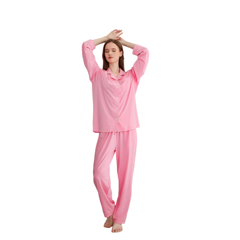 RONGTAI Women’s Cotton Pajama Set – Comfy Long Sleeve Sleepwear 2-Piece