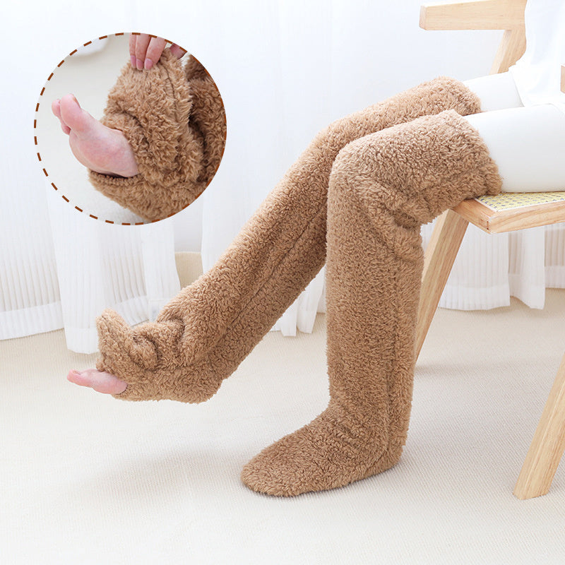 Women’s Over-the-Knee Fuzzy Socks – Warm Winter Knee-High Stockings for Home & Sleep