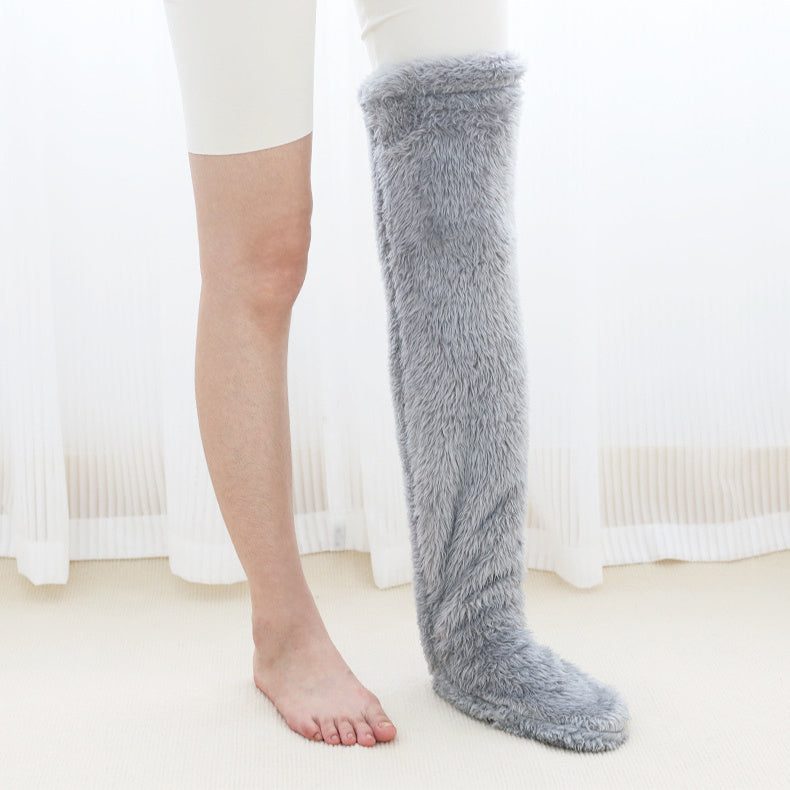 Women’s Over-the-Knee Fuzzy Socks – Warm Winter Knee-High Stockings for Home & Sleep