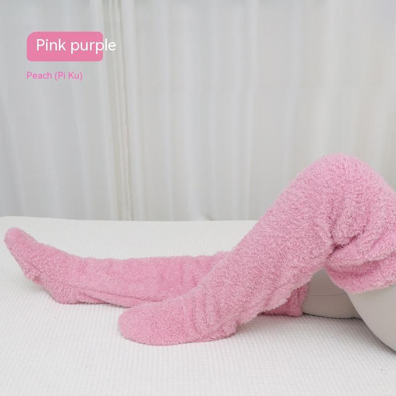 Women’s Over-the-Knee Fuzzy Socks – Warm Winter Knee-High Stockings for Home & Sleep