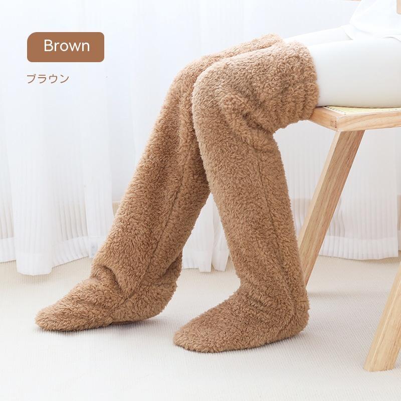 Women’s Over-the-Knee Fuzzy Socks – Warm Winter Knee-High Stockings for Home & Sleep