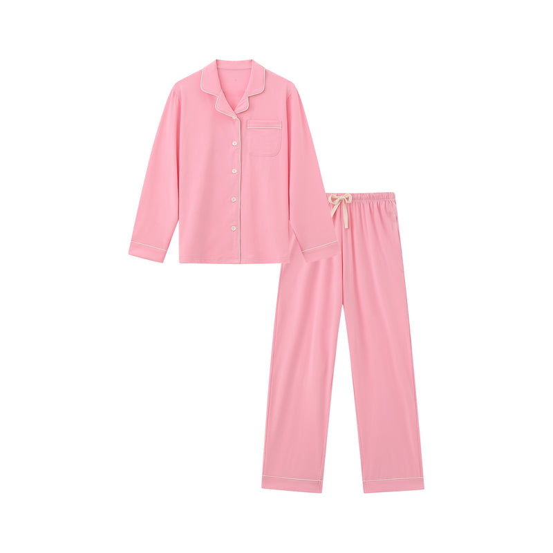 RONGTAI Women’s Cotton Pajama Set – Comfy Long Sleeve Sleepwear 2-Piece