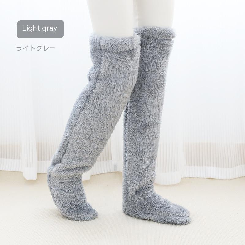 Women’s Over-the-Knee Fuzzy Socks – Warm Winter Knee-High Stockings for Home & Sleep