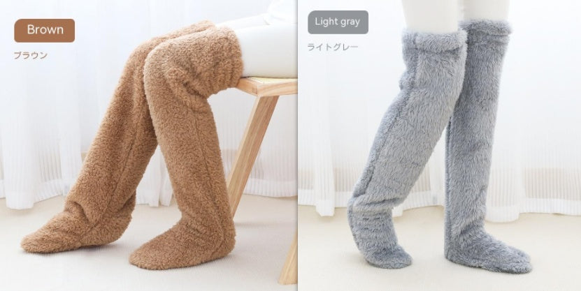 Women’s Over-the-Knee Fuzzy Socks – Warm Winter Knee-High Stockings for Home & Sleep