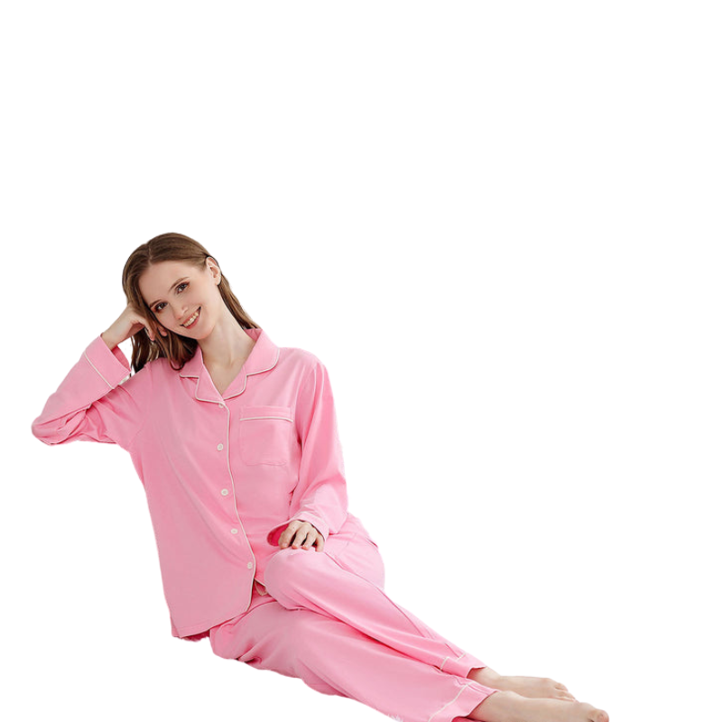 RONGTAI Women’s Cotton Pajama Set – Comfy Long Sleeve Sleepwear 2-Piece