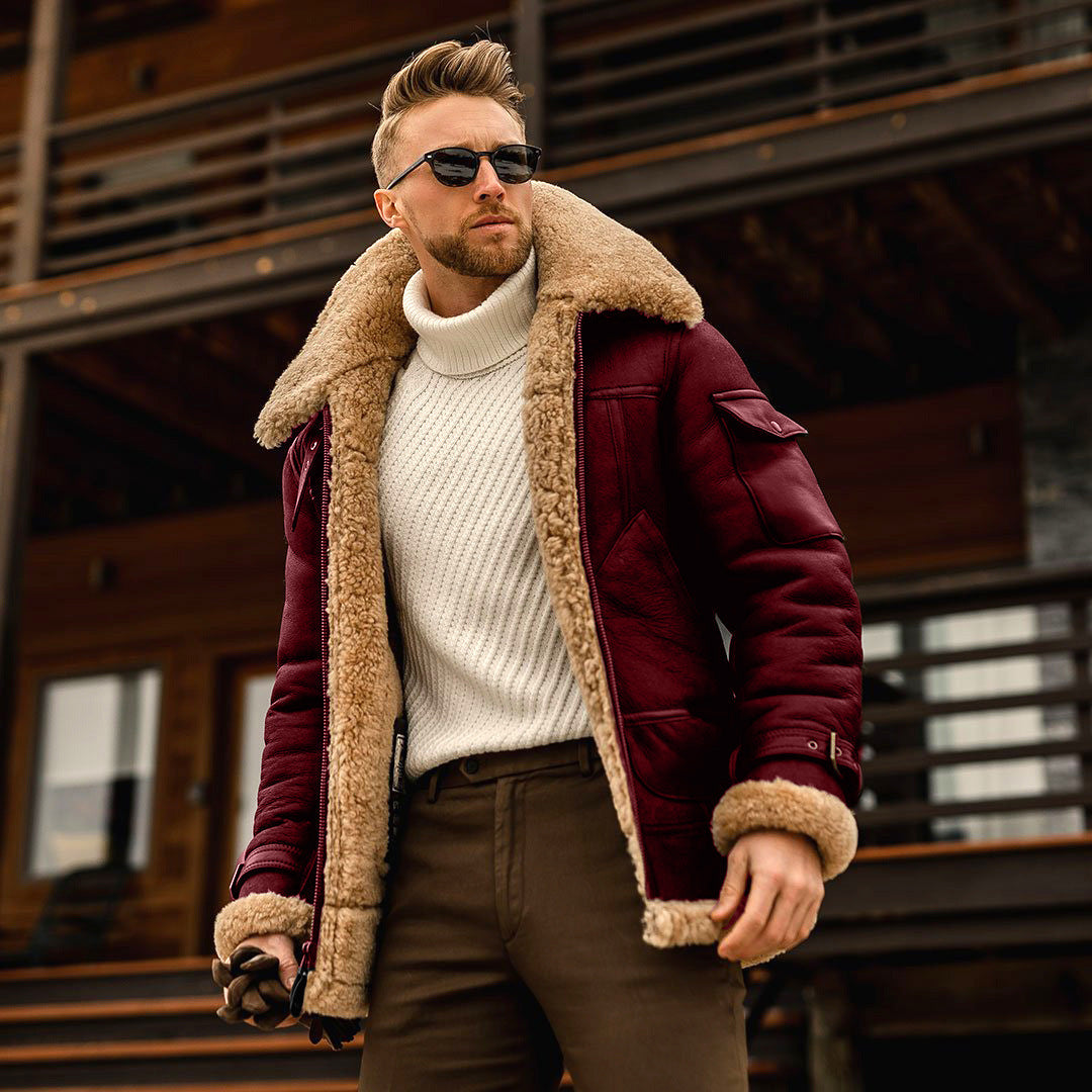 Men’s Military Fleece Jacket – Warm Winter Tactical Coat with Fur Collar