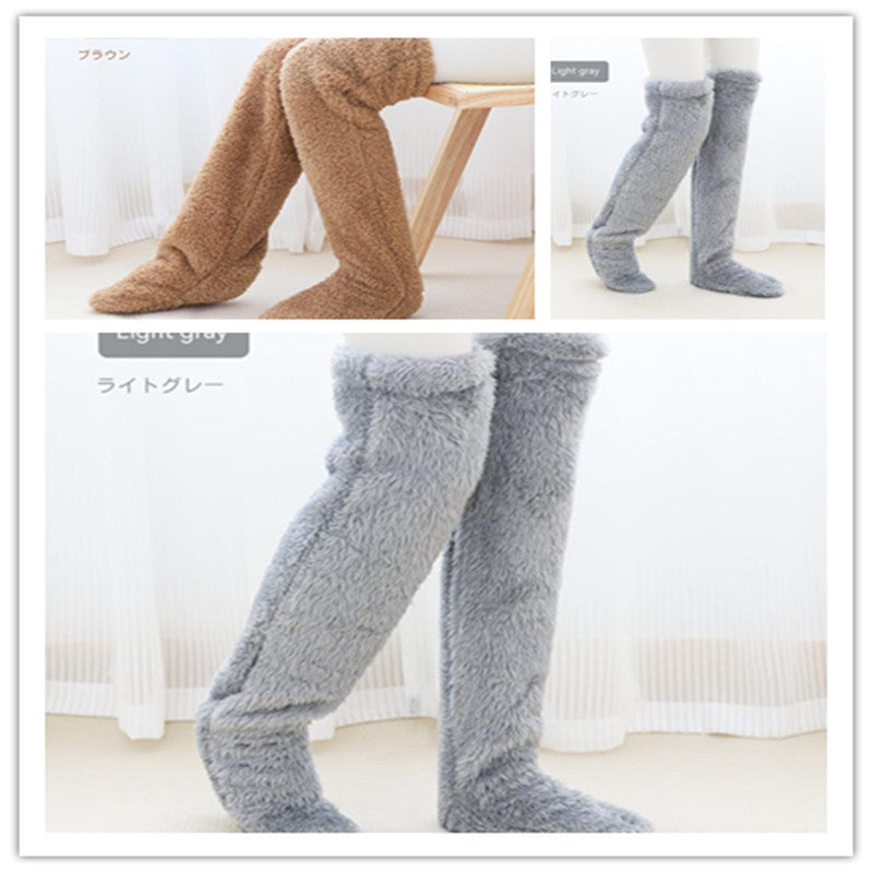 Women’s Over-the-Knee Fuzzy Socks – Warm Winter Knee-High Stockings for Home & Sleep