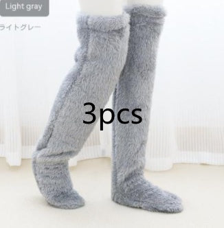 Women’s Over-the-Knee Fuzzy Socks – Warm Winter Knee-High Stockings for Home & Sleep