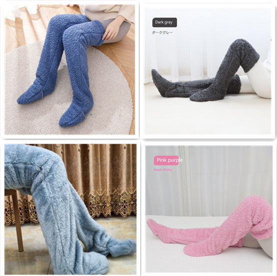 Women’s Over-the-Knee Fuzzy Socks – Warm Winter Knee-High Stockings for Home & Sleep