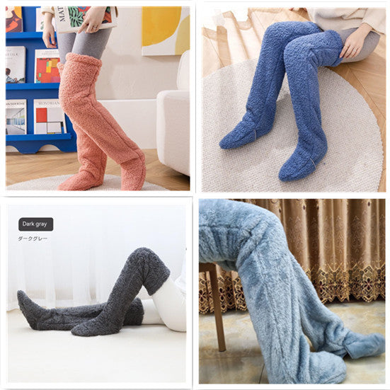Women’s Over-the-Knee Fuzzy Socks – Warm Winter Knee-High Stockings for Home & Sleep