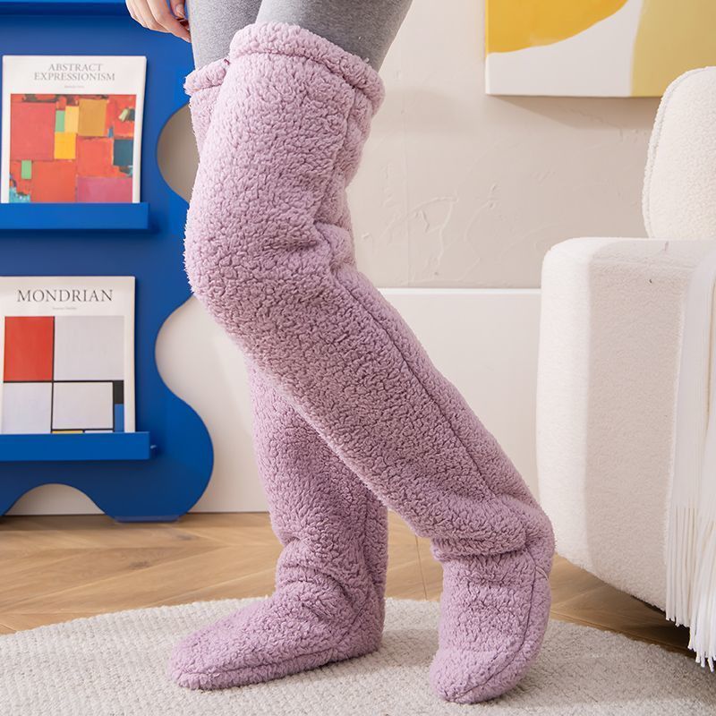 Women’s Over-the-Knee Fuzzy Socks – Warm Winter Knee-High Stockings for Home & Sleep