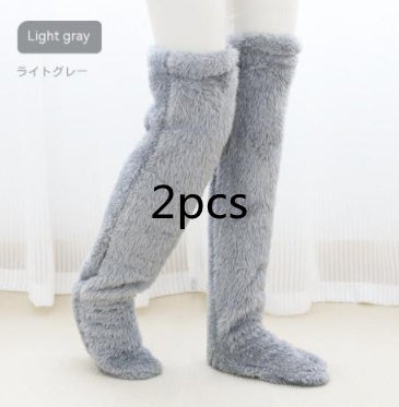 Women’s Over-the-Knee Fuzzy Socks – Warm Winter Knee-High Stockings for Home & Sleep