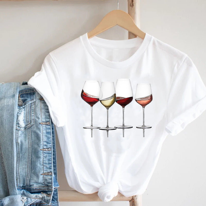 Wine Red Printed Women’s Shirt – Casual Short Sleeve Fashion Top