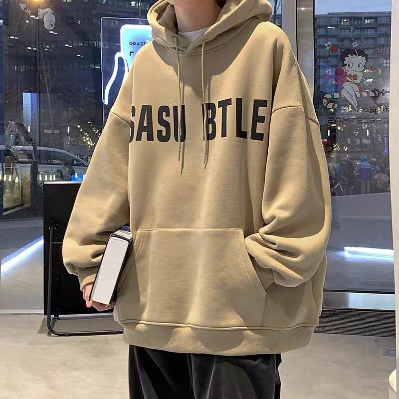 Men’s American Style Hooded Sweatshirt – Thick Plus Velvet Hoodie for Autumn & Winter