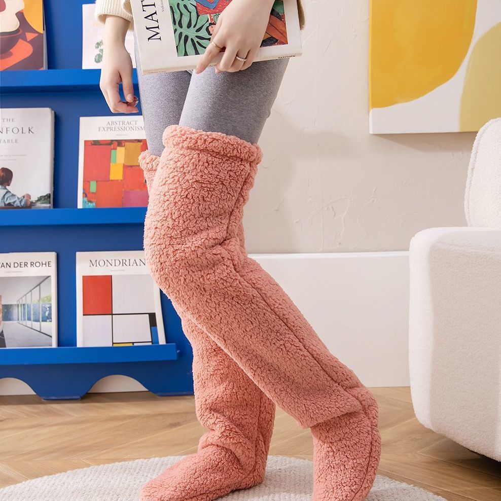 Women’s Over-the-Knee Fuzzy Socks – Warm Winter Knee-High Stockings for Home & Sleep