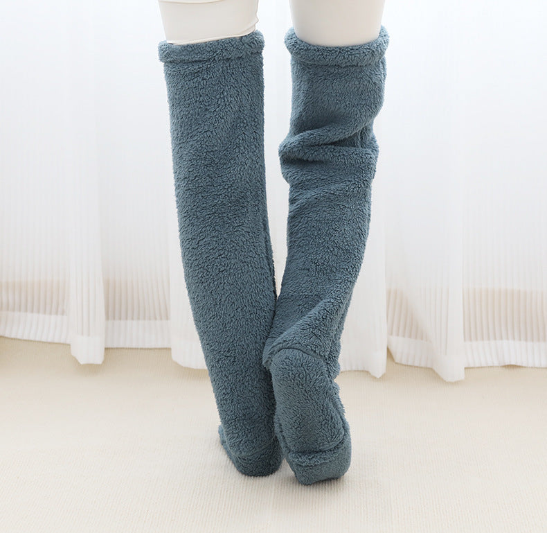 Women’s Over-the-Knee Fuzzy Socks – Warm Winter Knee-High Stockings for Home & Sleep