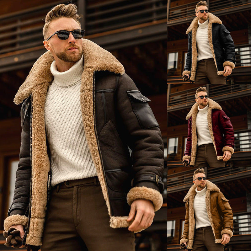 Men’s Military Fleece Jacket – Warm Winter Tactical Coat with Fur Collar