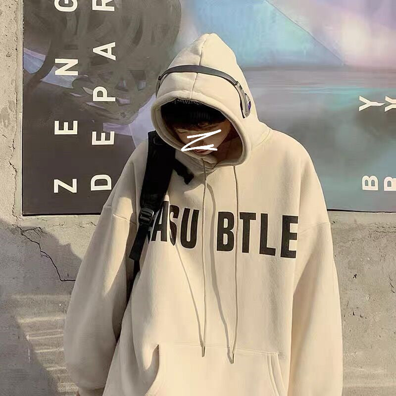 Men’s American Style Hooded Sweatshirt – Thick Plus Velvet Hoodie for Autumn & Winter
