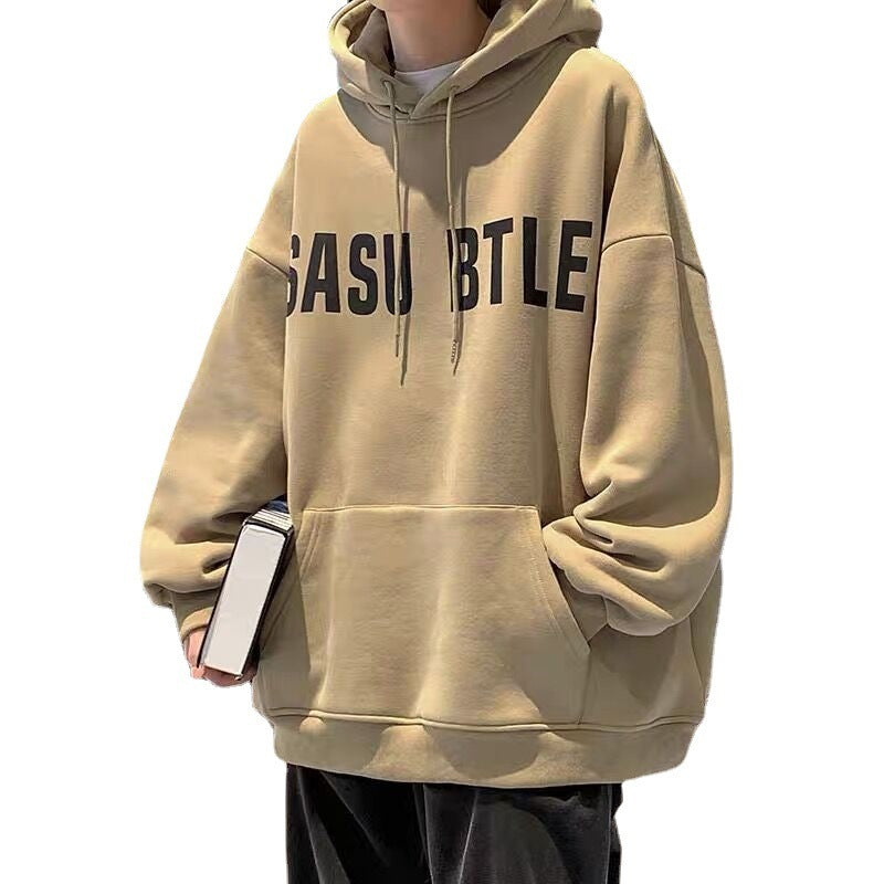 Men’s American Style Hooded Sweatshirt – Thick Plus Velvet Hoodie for Autumn & Winter