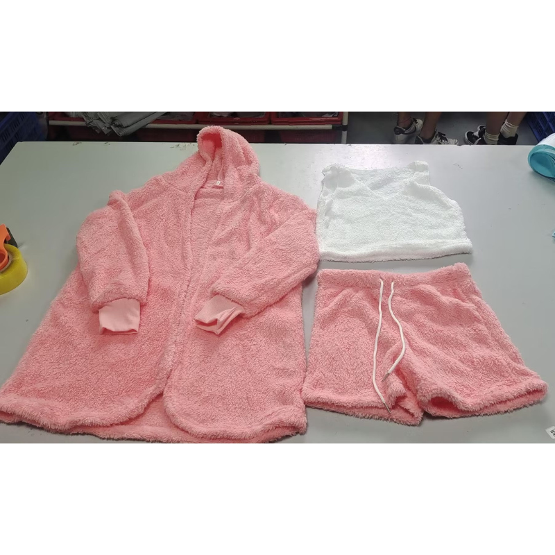 Women’s 3-Piece Pajama Set – Long Sleeve Crop Top, Tank & Drawstring Shorts