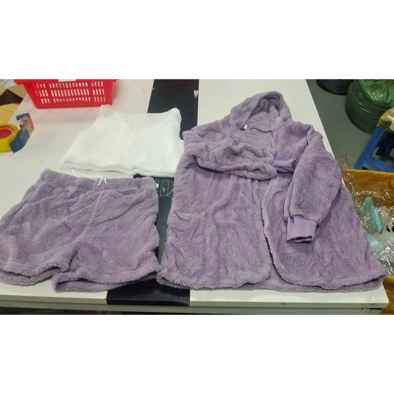 Women’s 3-Piece Pajama Set – Long Sleeve Crop Top, Tank & Drawstring Shorts