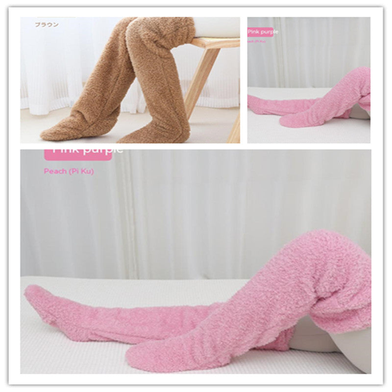 Women’s Over-the-Knee Fuzzy Socks – Warm Winter Knee-High Stockings for Home & Sleep