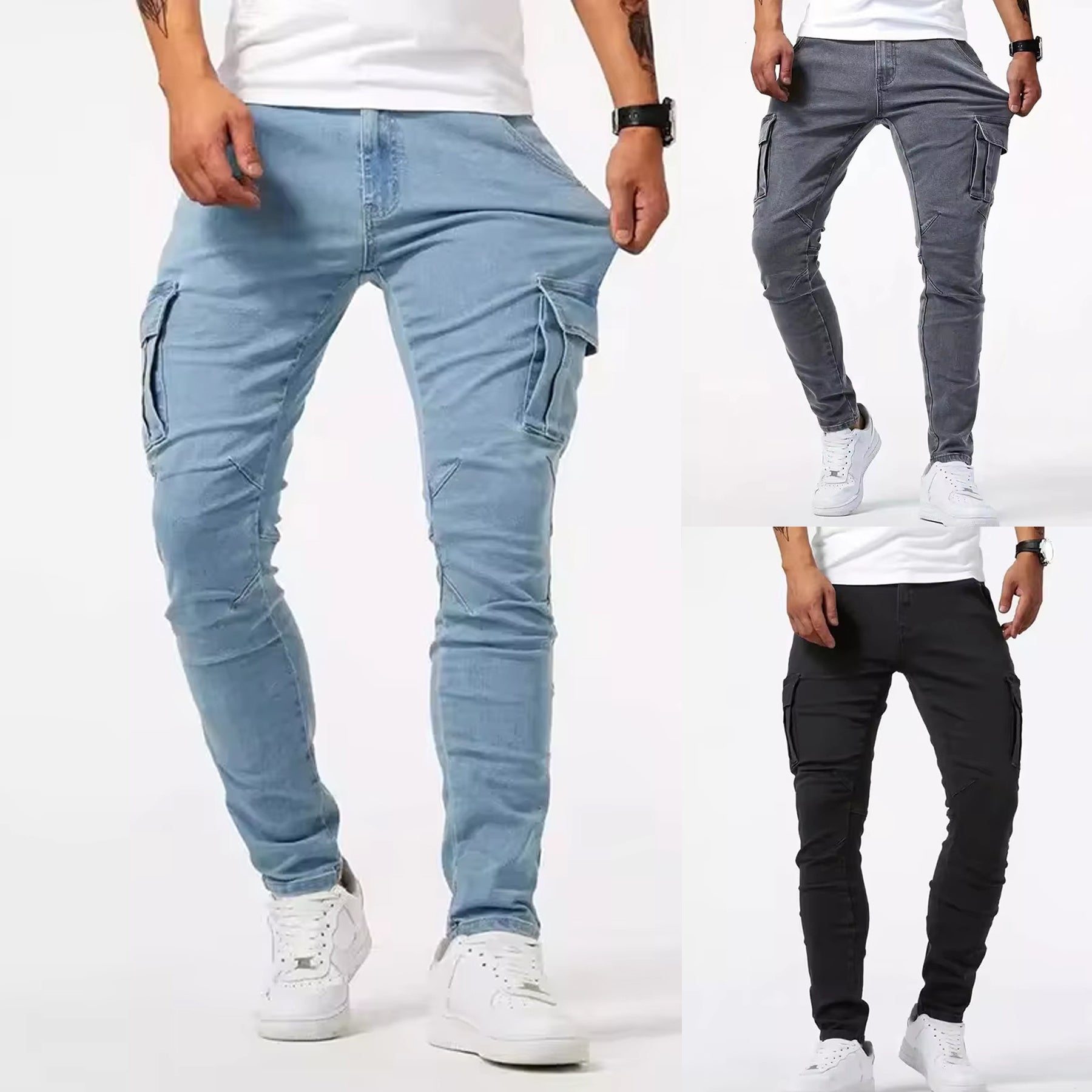 Men’s Casual Cargo Pants – Stretch Slim Fit Lightweight Jeans for Spring & Summer